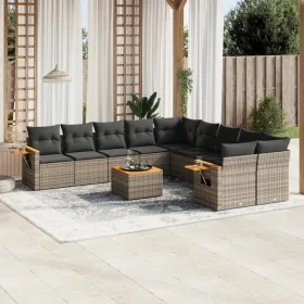 Set de sofás de jardín 11 pzas y cojines ratán sintético gris von , Gartensets - Ref: Foro24-3259603, Preis: 660,03 €, Rabatt: %