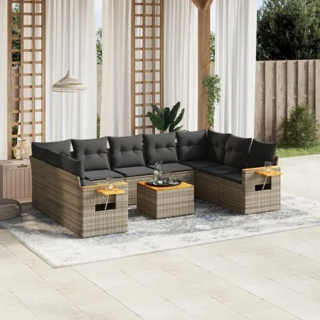 10-piece garden sofa set with gray synthetic rattan cushions by , Garden sets - Ref: Foro24-3259526, Price: 615,49 €, Discoun...