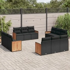 Garden sofa set 12 pieces with black synthetic rattan cushions by , Garden sets - Ref: Foro24-3259913, Price: 856,53 €, Disco...