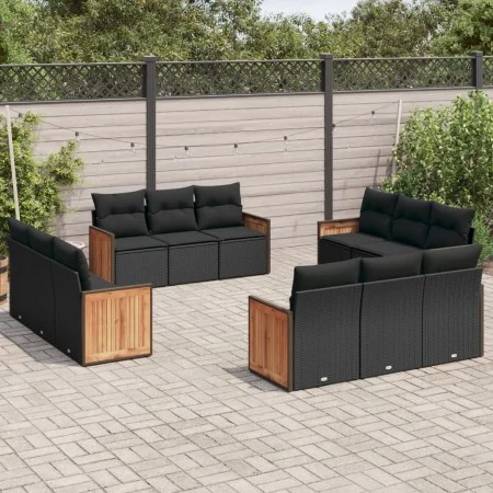 Garden sofa set 12 pieces with black synthetic rattan cushions by , Garden sets - Ref: Foro24-3259913, Price: 856,53 €, Disco...