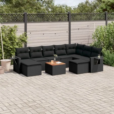 Garden sofa set 10 pieces with black synthetic rattan cushions by , Modular outdoor sofas - Ref: Foro24-3224844, Price: 597,7...