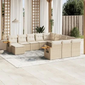 Set de sofás de jardín 11pzas con cojines ratán sintético beige by , Garden sets - Ref: Foro24-3259608, Price: 719,16 €, Disc...
