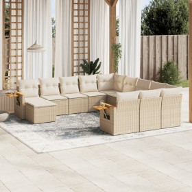 Set de sofás de jardín 11pzas con cojines ratán sintético beige by , Garden sets - Ref: Foro24-3259608, Price: 706,66 €, Disc...