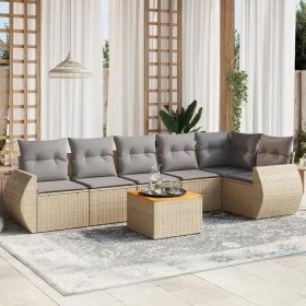 7-teiliges Gartensofa-Set und beige synthetische Rattankissen von , Gartensets - Ref: Foro24-3225016, Preis: 458,57 €, Rabatt: %