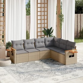 Garden sofa set with cushions 6 pieces beige synthetic rattan by , Garden sets - Ref: Foro24-3226843, Price: 394,97 €, Discou...