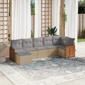 7-teiliges Gartensofa-Set und beige synthetische Rattankissen von , Gartensets - Ref: Foro24-3227872, Preis: 448,51 €, Rabatt: %