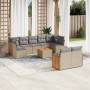 Gartensofa-Set mit beigen Kissen, 10-teilig, synthetisches Rattan von , Gartensets - Ref: Foro24-3227977, Preis: 557,19 €, Ra...