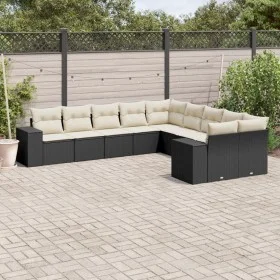 Gartensofa-Set 10-teilig mit schwarzen synthetischen Rattankissen von , Gartensets - Ref: Foro24-3223105, Preis: 616,75 €, Ra...