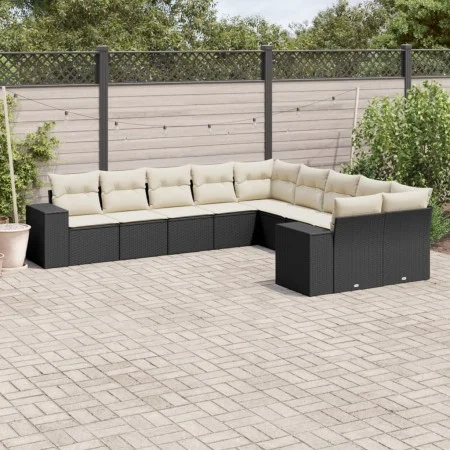 Garden sofa set 10 pieces with black synthetic rattan cushions by , Garden sets - Ref: Foro24-3223105, Price: 616,75 €, Disco...