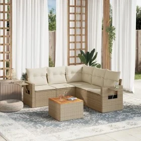 Garden sofa set with cushions 6 pieces beige synthetic rattan by , Modular outdoor sofas - Ref: Foro24-3224560, Price: 427,59...