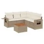 Garden sofa set with cushions 6 pieces beige synthetic rattan by , Modular outdoor sofas - Ref: Foro24-3224560, Price: 427,59...