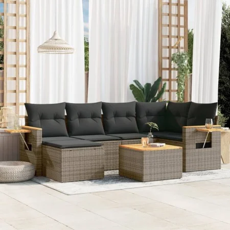7-piece garden sofa set with gray PE rattan cushions by , Garden sets - Ref: Foro24-3227026, Price: 408,60 €, Discount: %