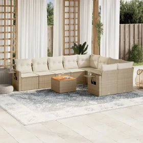 Garden sofa set with beige cushions 10 pieces synthetic rattan by , Modular outdoor sofas - Ref: Foro24-3224721, Price: 668,7...