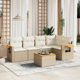Garden sofa set with cushions 6 pieces beige synthetic rattan by , Garden sets - Ref: Foro24-3226793, Price: 460,53 €, Discou...