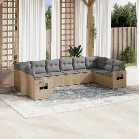 Garden sofa set with beige cushions 10 pieces synthetic rattan by , Garden sets - Ref: Foro24-3220668, Price: 629,94 €, Disco...