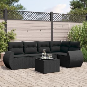 6-piece garden sofa set and black synthetic rattan cushions by , Garden sets - Ref: Foro24-3221334, Price: 395,45 €, Discount: %