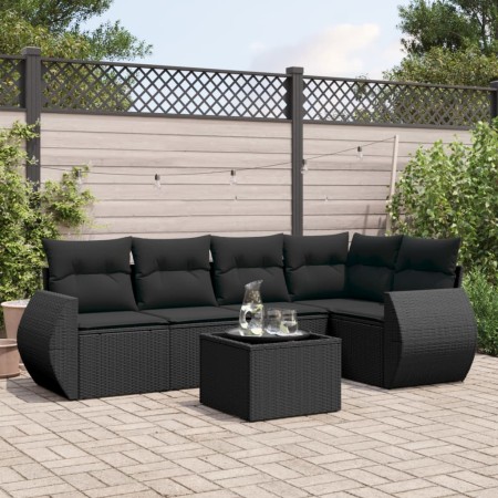 6-piece garden sofa set and black synthetic rattan cushions by , Garden sets - Ref: Foro24-3221334, Price: 395,45 €, Discount: %
