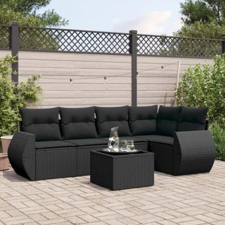 6-piece garden sofa set and black synthetic rattan cushions by , Garden sets - Ref: Foro24-3221334, Price: 424,84 €, Discount: %
