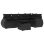 6-piece garden sofa set and black synthetic rattan cushions by , Garden sets - Ref: Foro24-3221334, Price: 424,84 €, Discount: %