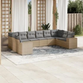 Gartensofa-Set mit beigen Kissen, 10-teilig, synthetisches Rattan von , Gartensets - Ref: Foro24-3223068, Preis: 643,99 €, Ra...