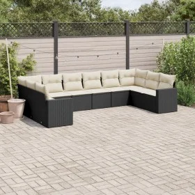 Gartensofa-Set 10-teilig mit schwarzen synthetischen Rattankissen von , Gartensets - Ref: Foro24-3219456, Preis: 597,81 €, Ra...