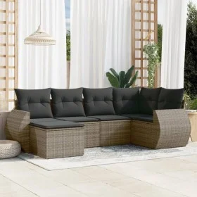 6-piece garden furniture set and gray synthetic rattan cushions by , Modular outdoor sofas - Ref: Foro24-3221659, Price: 384,...