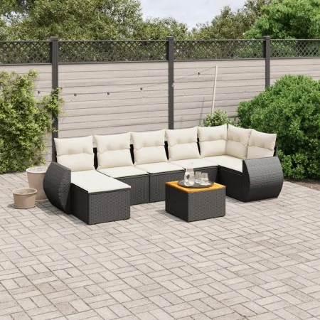 8-teiliges Gartensofa-Set und schwarze synthetische Rattankissen von , Gartensets - Ref: Foro24-3225111, Preis: 474,67 €, Rab...