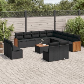 14-teiliges Gartensofa-Set mit schwarzen synthetischen Rattankissen von , Gartensets - Ref: Foro24-3228169, Preis: 868,97 €, ...