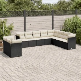 Gartensofa-Set, 10-teilig, mit schwarzen Kissen und synthetischem Rattan. von , Gartensets - Ref: Foro24-3249695, Preis: 608,...