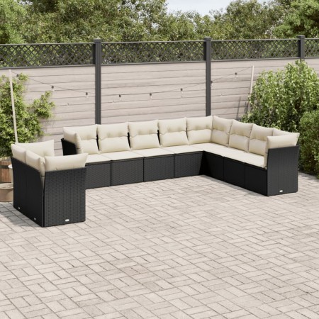 Gartensofa-Set, 10-teilig, mit schwarzen Kissen und synthetischem Rattan. von , Gartensets - Ref: Foro24-3249695, Preis: 615,...
