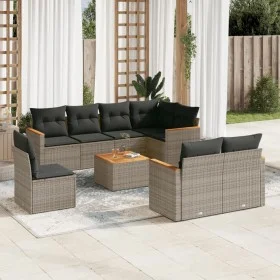 9-teiliges Gartenmöbel-Set und graue synthetische Rattankissen von , Gartensets - Ref: Foro24-3258574, Preis: 557,48 €, Rabat...