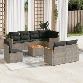9-teiliges Gartenmöbel-Set und graue synthetische Rattankissen von , Gartensets - Ref: Foro24-3258574, Preis: 572,23 €, Rabat...