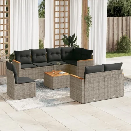 9-teiliges Gartenmöbel-Set und graue synthetische Rattankissen von , Gartensets - Ref: Foro24-3258574, Preis: 557,48 €, Rabat...