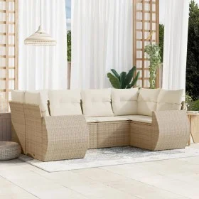 Garden sofa set with cushions 6 pieces beige synthetic rattan by , Garden sets - Ref: Foro24-3254115, Price: 494,62 €, Discou...