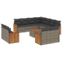 12-teiliges Gartensofa-Set mit grauen synthetischen Rattankissen von , Gartensets - Ref: Foro24-3228188, Preis: 815,64 €, Rab...