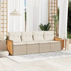 Garden sofa set with cushions 4 pieces beige synthetic rattan by , Garden sets - Ref: Foro24-3227451, Price: 279,64 €, Discou...