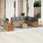 Gartensofa-Set mit beigen Kissen, 10-teilig, synthetisches Rattan von , Gartensets - Ref: Foro24-3227788, Preis: 670,18 €, Ra...