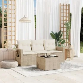 Garden sofa set with cushions 4 pieces beige synthetic rattan by , Garden sets - Ref: Foro24-3252205, Price: 321,09 €, Discou...