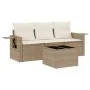 Garden sofa set with cushions 4 pieces beige synthetic rattan by , Garden sets - Ref: Foro24-3252205, Price: 321,12 €, Discou...