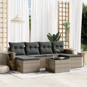 7-teiliges Gartensofa-Set mit grauen PE-Rattan-Kissen von , Gartensets - Ref: Foro24-3252867, Preis: 408,38 €, Rabatt: %