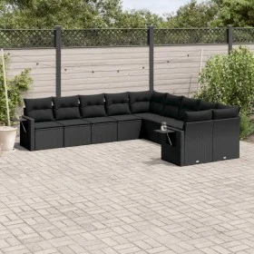 Gartensofa-Set 10-teilig mit schwarzen synthetischen Rattankissen von , Gartensets - Ref: Foro24-3253042, Preis: 648,74 €, Ra...