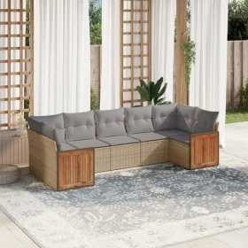 7-piece garden sofa set and beige synthetic rattan cushions by , Garden sets - Ref: Foro24-3227949, Price: 474,44 €, Discount: %