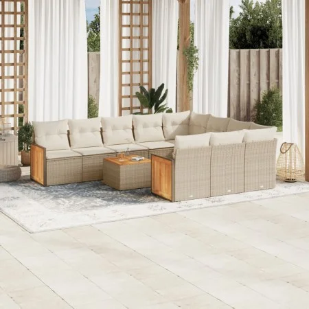 11-teiliges Gartensofa-Set mit beigen synthetischen Rattankissen von , Gartensets - Ref: Foro24-3228025, Preis: 704,81 €, Rab...