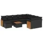11-piece garden sofa set and black synthetic rattan cushions by , Garden sets - Ref: Foro24-3228239, Price: 656,03 €, Discoun...