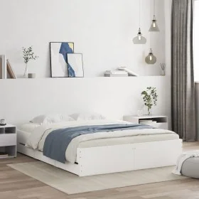 White engineered wood bed frame 150x200 cm by , Beds and slatted bases - Ref: Foro24-3207266, Price: 161,58 €, Discount: %