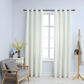 Cortinas opacas con anillas 2 pzas terciopelo crema 140x245 cm