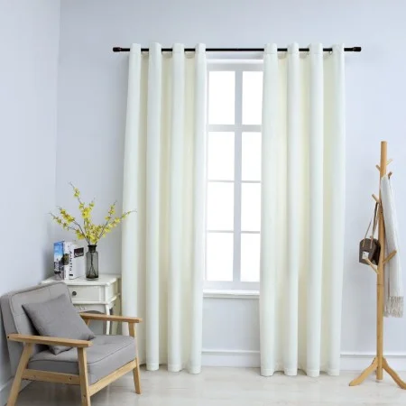 Blackout curtains with rings 2 pcs cream velvet 140x245 cm by vidaXL, Curtains and curtains - Ref: Foro24-134514, Price: 47,4...