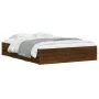 Cama con cajones madera de ingeniería marrón roble 140x200 cm de , Camas y somieres - Ref: Foro24-3207279, Precio: 235,25 €, ...