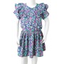 Vestido infantil de mangas con volantes azul cobalto 92