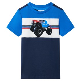 Camiseta infantil azul y azul marino 92